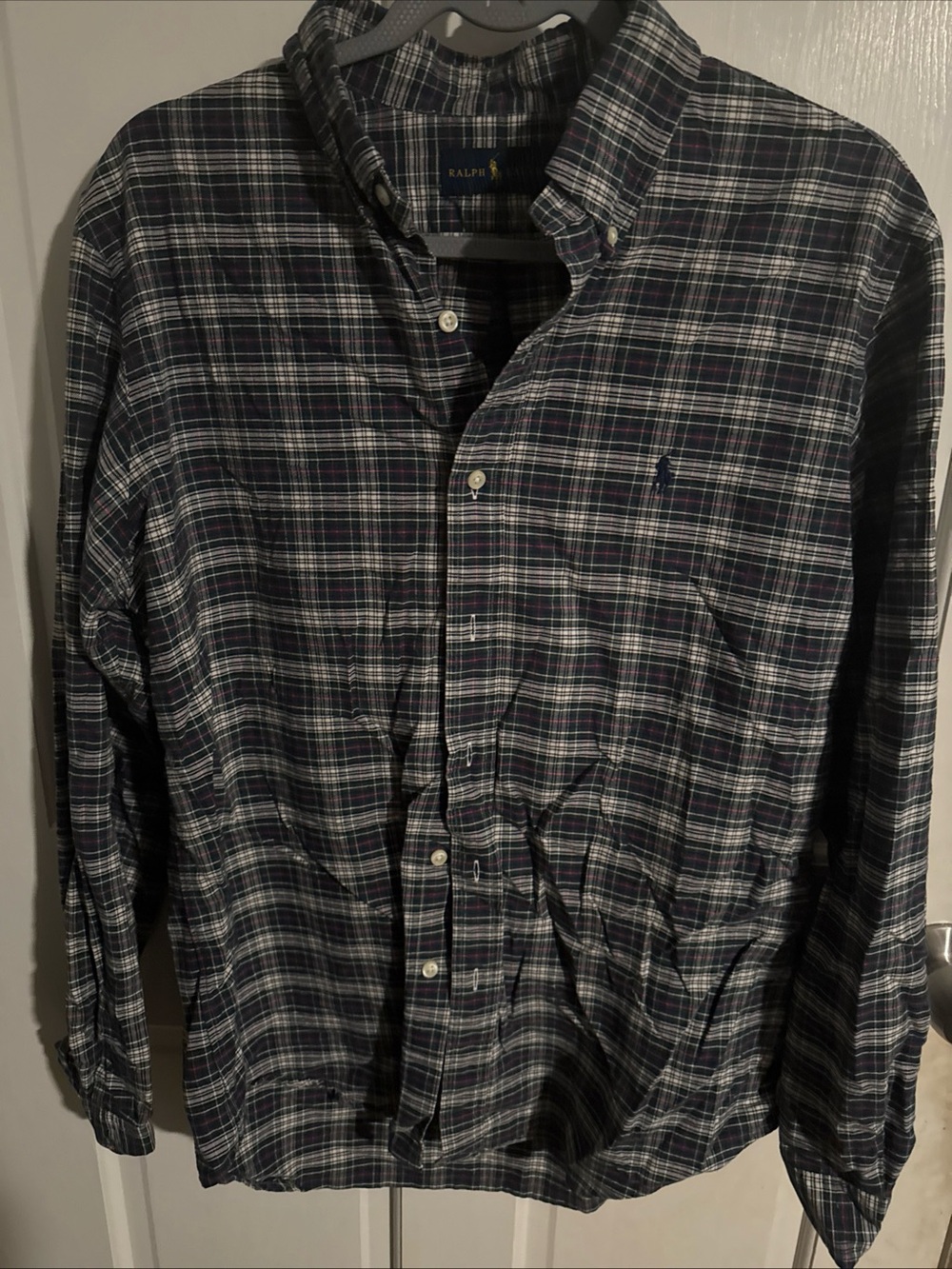 Ralph Lauren Green and Navy Plaid Button-Down Shirt